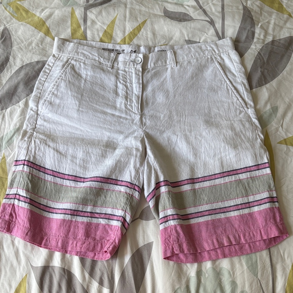 GAP women’s chino boyfriend roll up linen shorts size 4